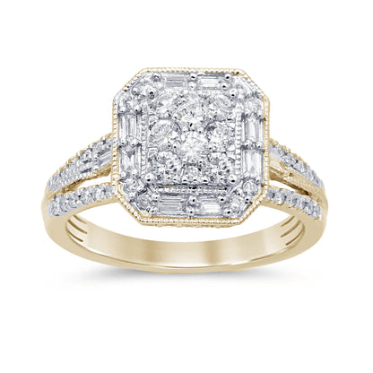 Muse Jewelry 1.00ct F SI 14K Yellow Gold Square Diamond Engagement Ring Size 6.5