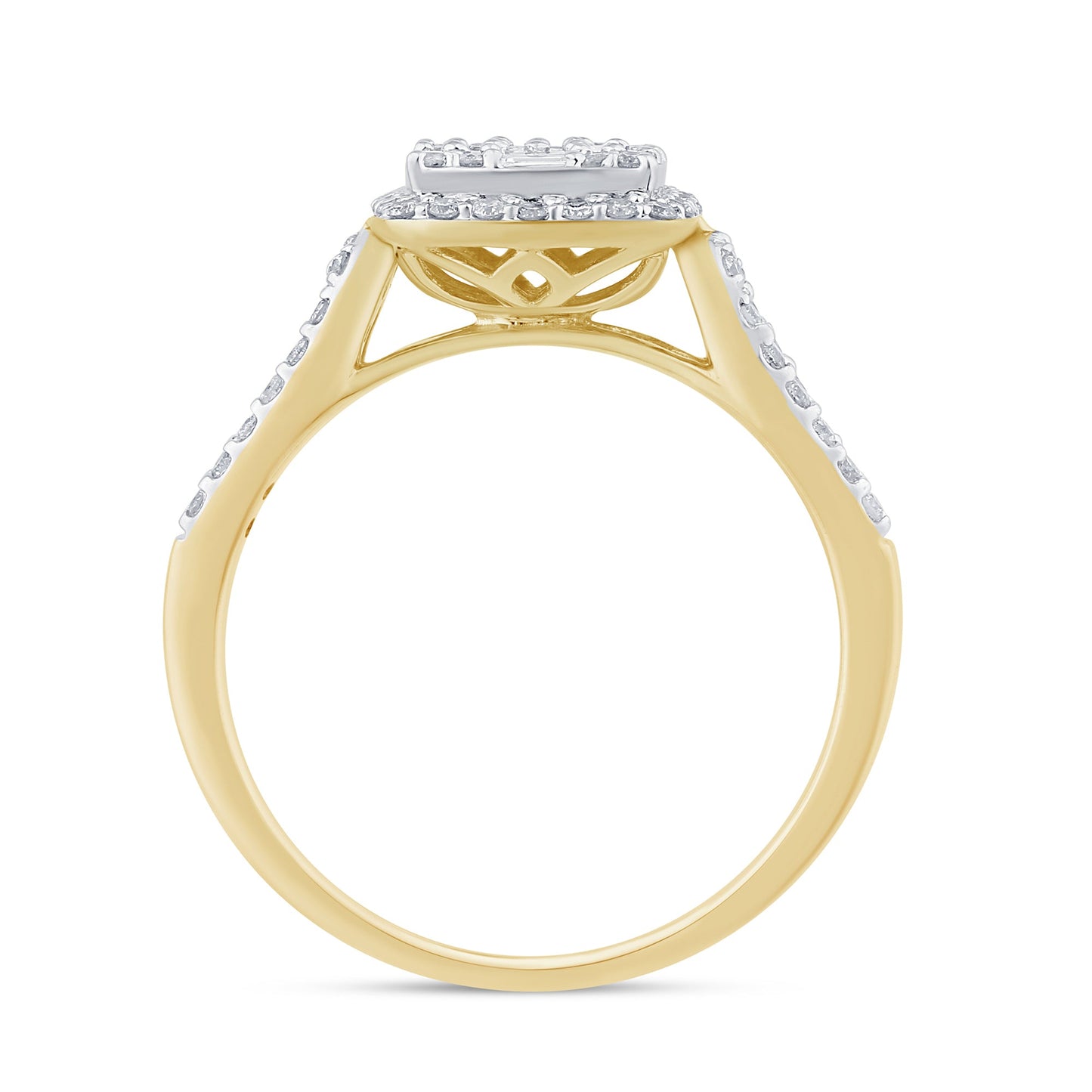 Muse Jewelry .53ct G SI 14K Yellow Gold Round & Baguette Diamond Engagement Ring Size 6.5