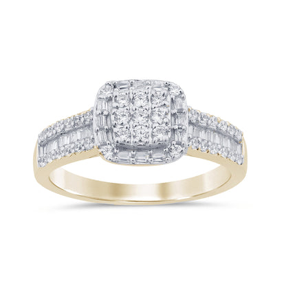 Muse Jewelry .51ct G SI 14K Yellow Gold Diamond Round & Baguette Engagment Ring Size 6.5