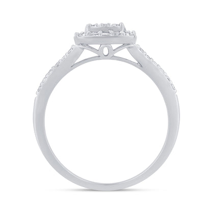 Muse Jewelry .50ct G SI 14K White Gold Diamond Round & Baguette Engagement Ring Size 6.5