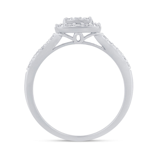 Muse Jewelry .50ct G SI 14K White Gold Diamond Round & Baguette Engagement Ring Size 6.5