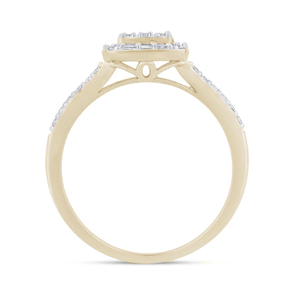 Muse Jewelry .51ct G SI 14K Yellow Gold Diamond Round & Baguette Engagment Ring Size 6.5