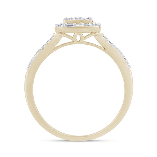 Muse Jewelry .51ct G SI 14K Yellow Gold Diamond Round & Baguette Engagment Ring Size 6.5