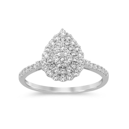 Muse Jewelry .54ct G SI 14K White Gold Diamond Pear Shape Engagement Ring Size 6.5