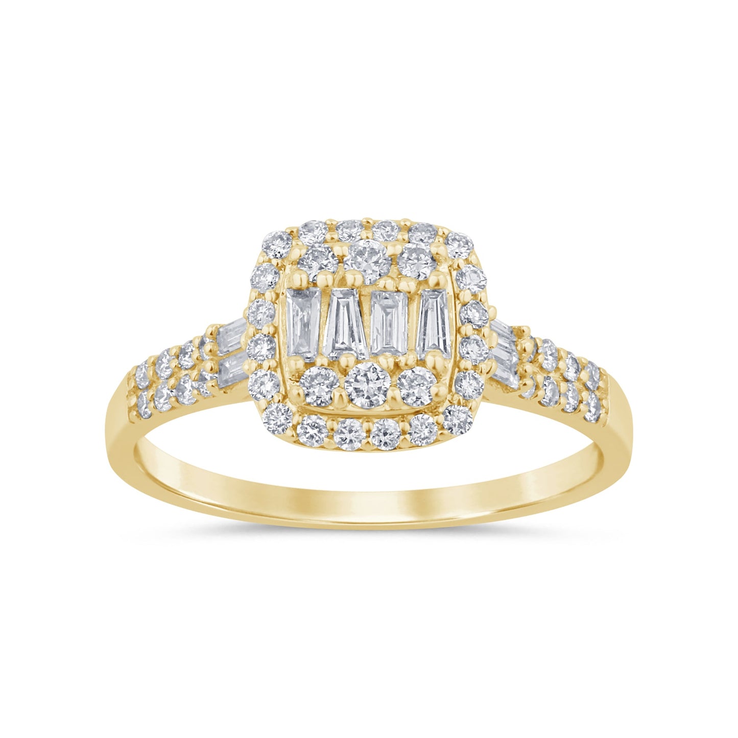 Muse Jewelry .50ct G SI 14K Yellow Gold Round & Baguette Diamond Engagement Ring Size 6.5