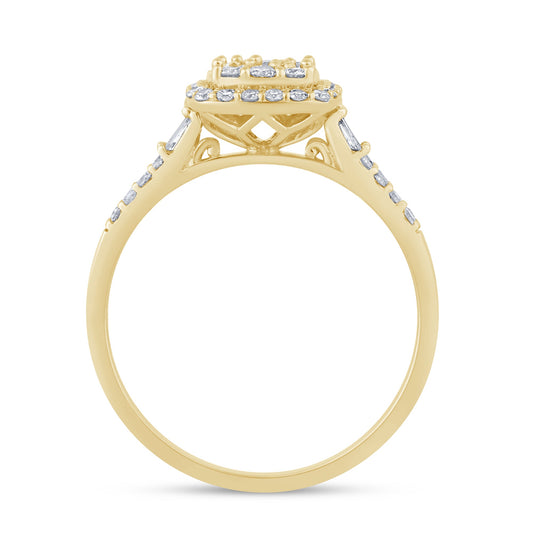 Muse Jewelry .50ct G SI 14K Yellow Gold Round & Baguette Diamond Engagement Ring Size 6.5