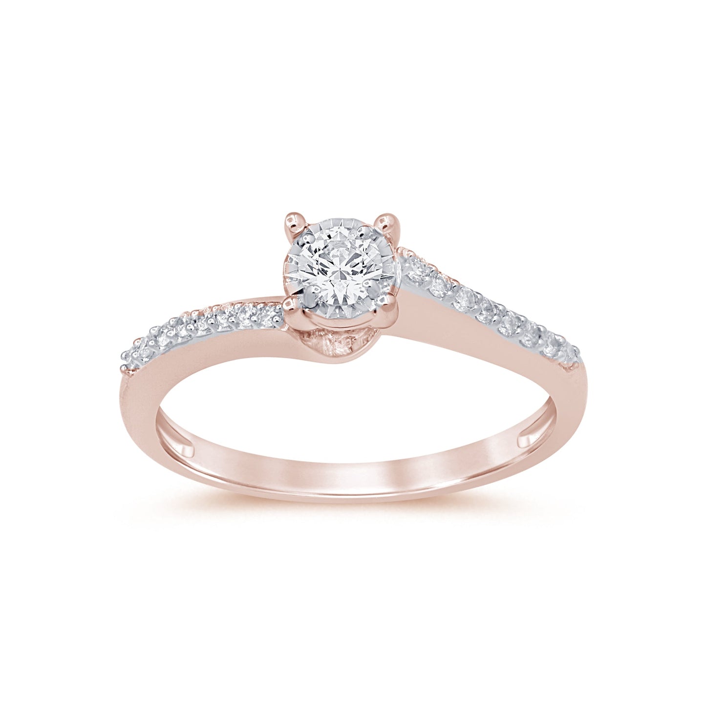 Muse Jewelry .25ct 14K Rose Gold Round Diamond Engagement Ring Size 6.5