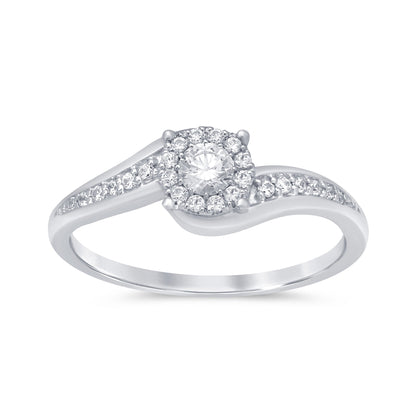 Muse Jewelry .18ct 10K White Gold Round Diamond Engagement Ring Size 6.5