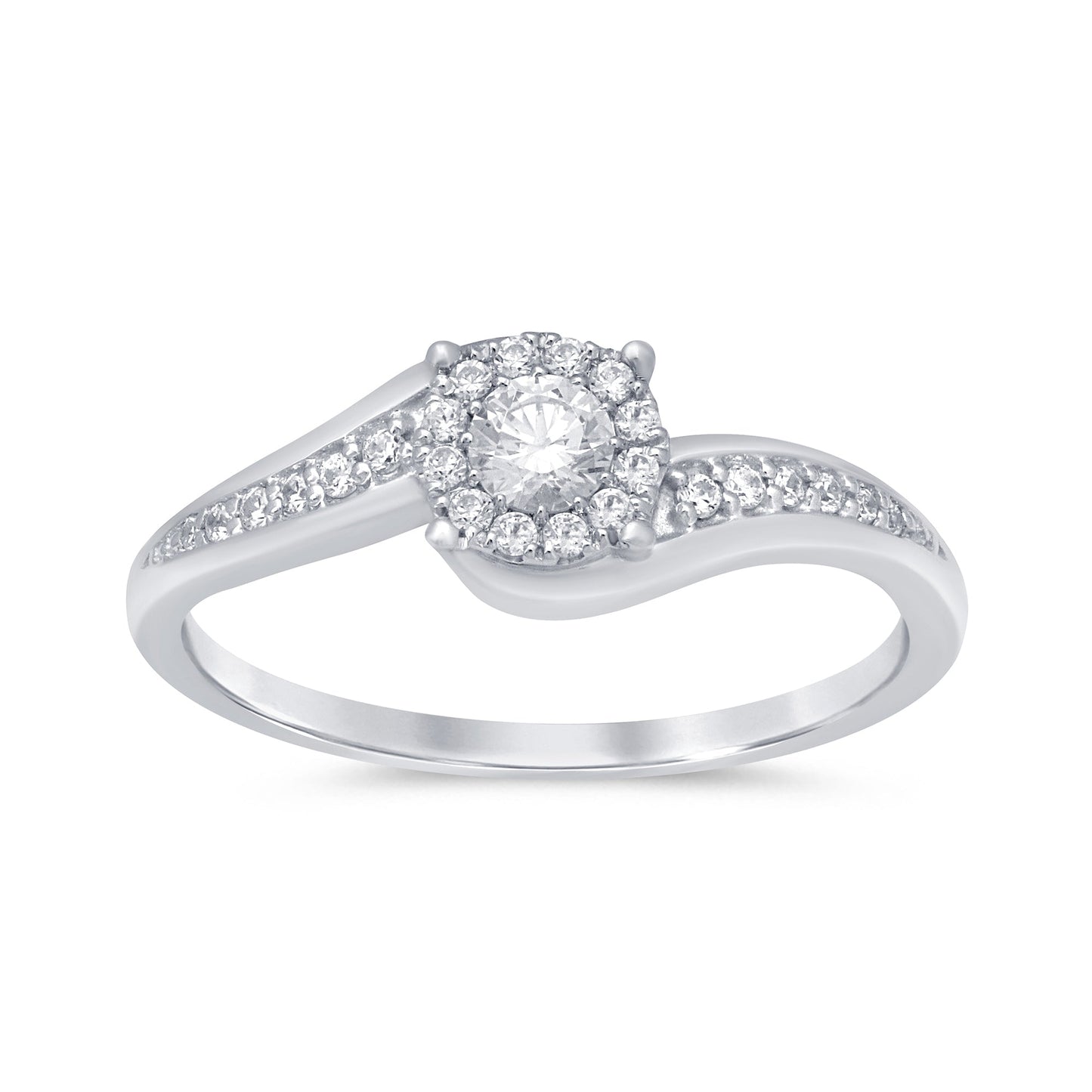 Muse Jewelry .17cts 14k White gold Diamond Solitaire Engagement Promise Ring Size 6.5