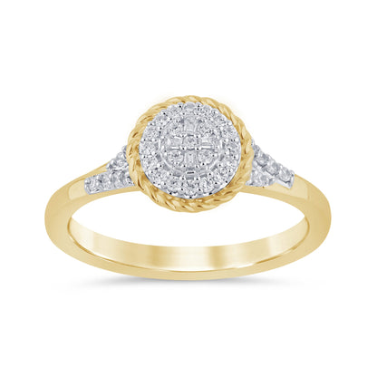 Muse Jewelry .18ct G SI 14K Yellow Gold Diamond Round & Baguette Engagement Ring Size 6.5