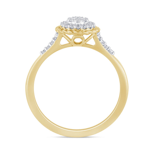 Muse Jewelry .18ct G SI 14K Yellow Gold Diamond Round & Baguette Engagement Ring Size 6.5