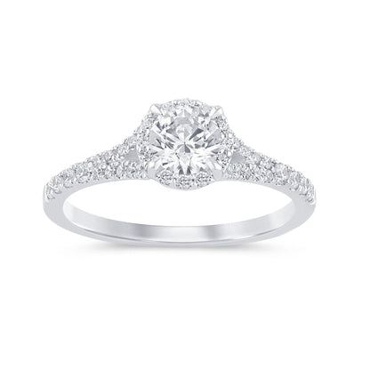 Muse Jewelry .77ct G SI 14K White Gold Diamond Halo Solitaire Engagement Ring Size 6.5