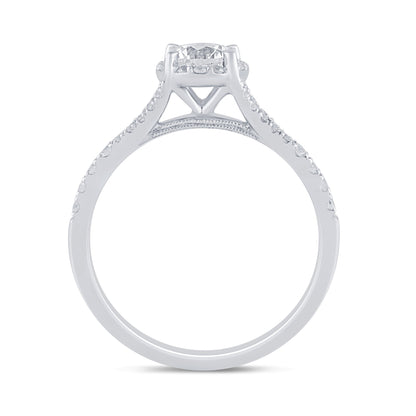 Muse Jewelry .77ct G SI 14K White Gold Diamond Halo Solitaire Engagement Ring Size 6.5