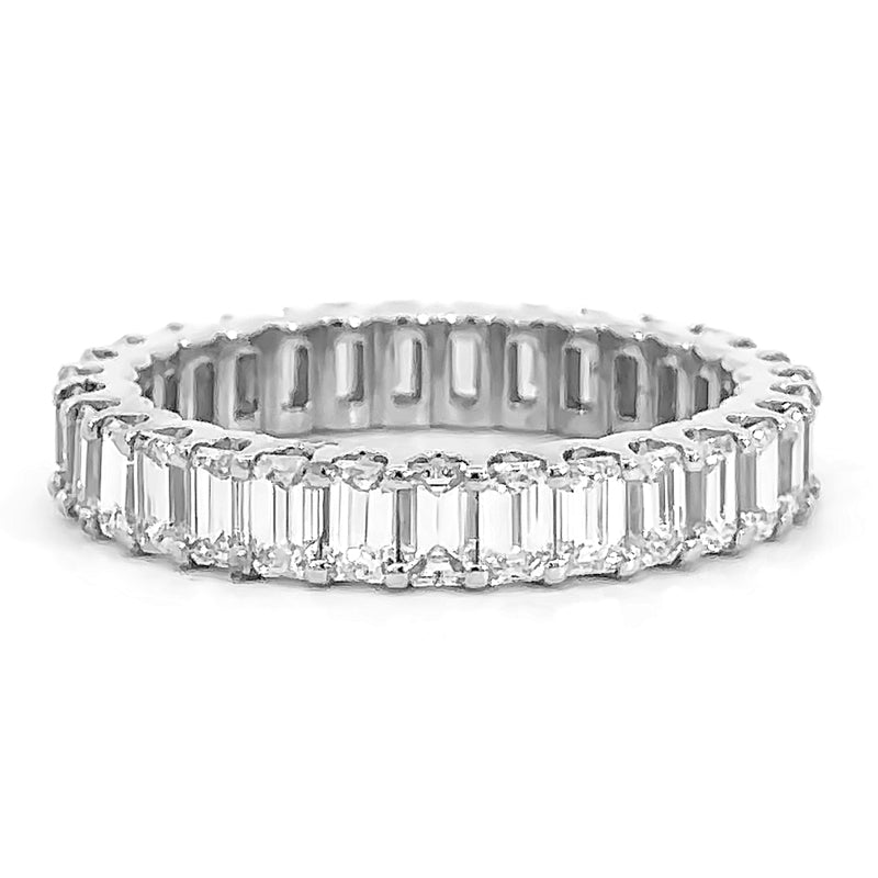 Muse Jewelry 3.35ct G SI 14K White Gold Emerald Cut Diamond Eternity Ring Size 6