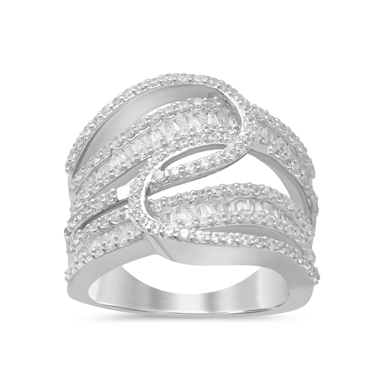 Muse Jewelry 1.48ct G SI 14K White Gold Diamond Round & Baguette Band Ring Size 6.5