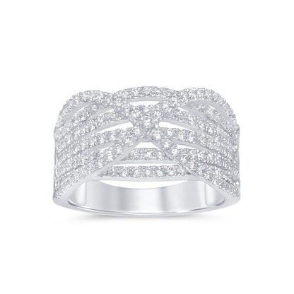 Muse Jewelry 1.02ct 14k White Gold Diamond Statement Band Ring Size 6.5