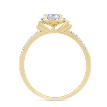 Muse Jewelry .22ct G SI 14K Yellow Gold Round & Baguette Diamond Engagement Ring Size 6.5