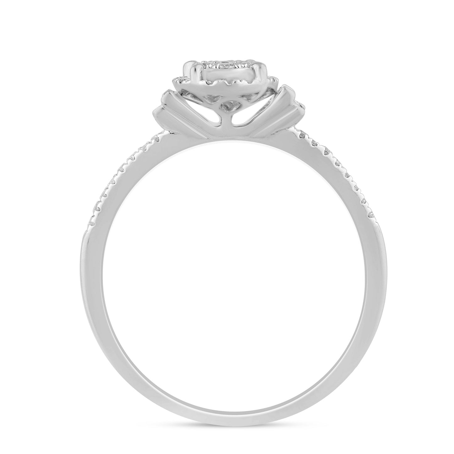 Muse Jewelry .21ct G SI 14K White Gold Round & Baguette Diamond Engagement Ring Size 6.5