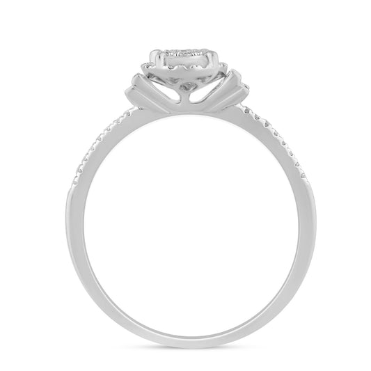 Muse Jewelry .21ct G SI 14K White Gold Round & Baguette Diamond Engagement Ring Size 6.5