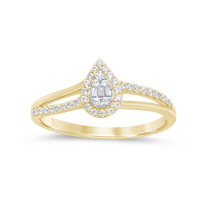 Muse Jewelry .20ct G SI 14K Yellow Gold Round & Baguette Diamond Engagement Ring