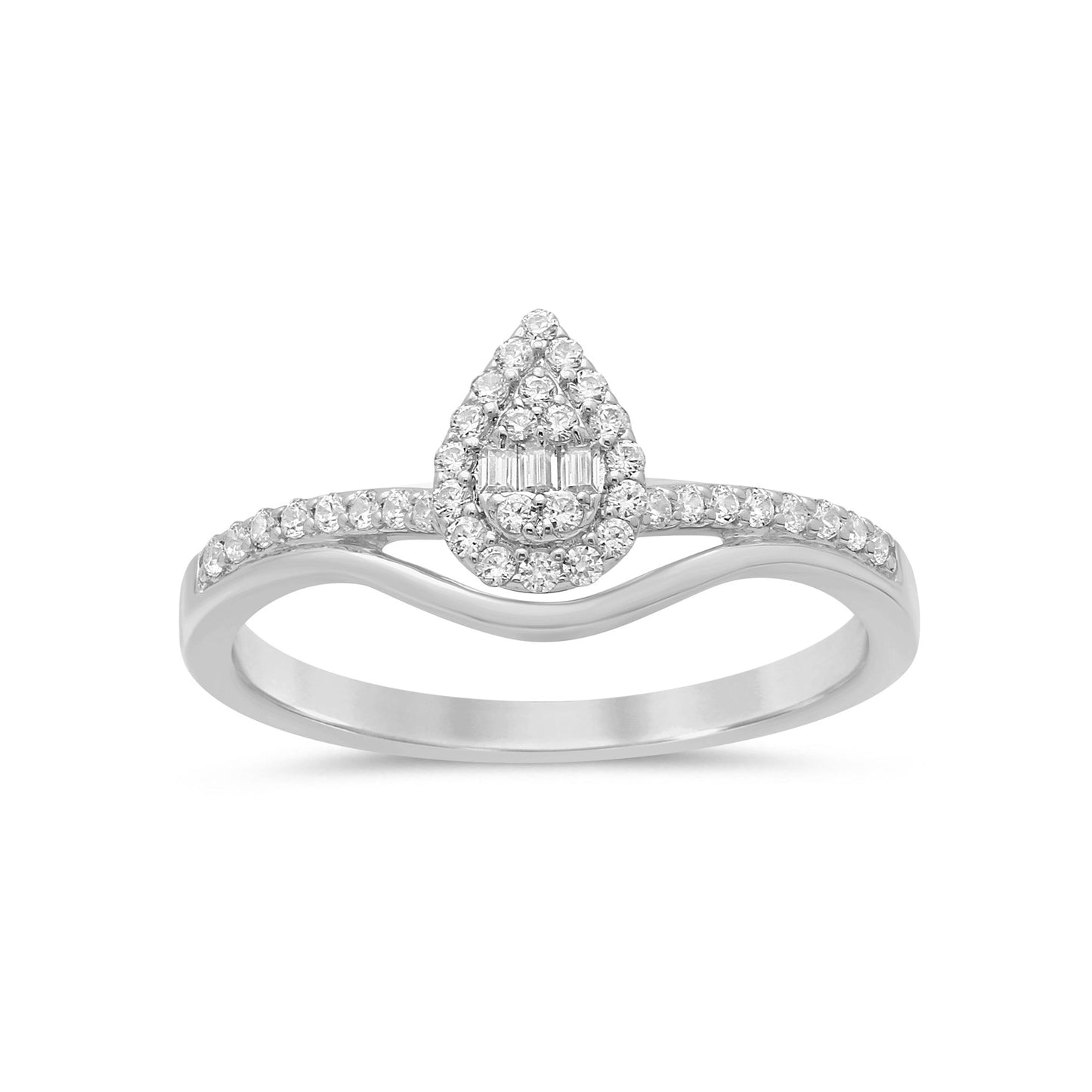 Muse Jewelry .22ct G SI 14K White Gold Round & Baguette Diamond Engagement Ring