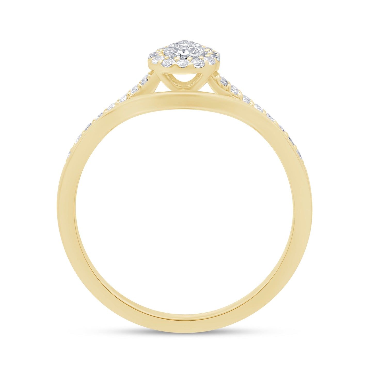 Muse Jewelry .21ct G SI 14K Yellow Gold Round & Baguette Diamond Engagement Ring