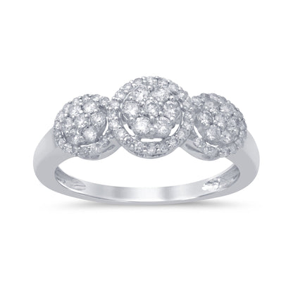 Muse Jewelry .51ct 14kt White Gold Round Diamond Three Stone Engagement Aniversary Ring