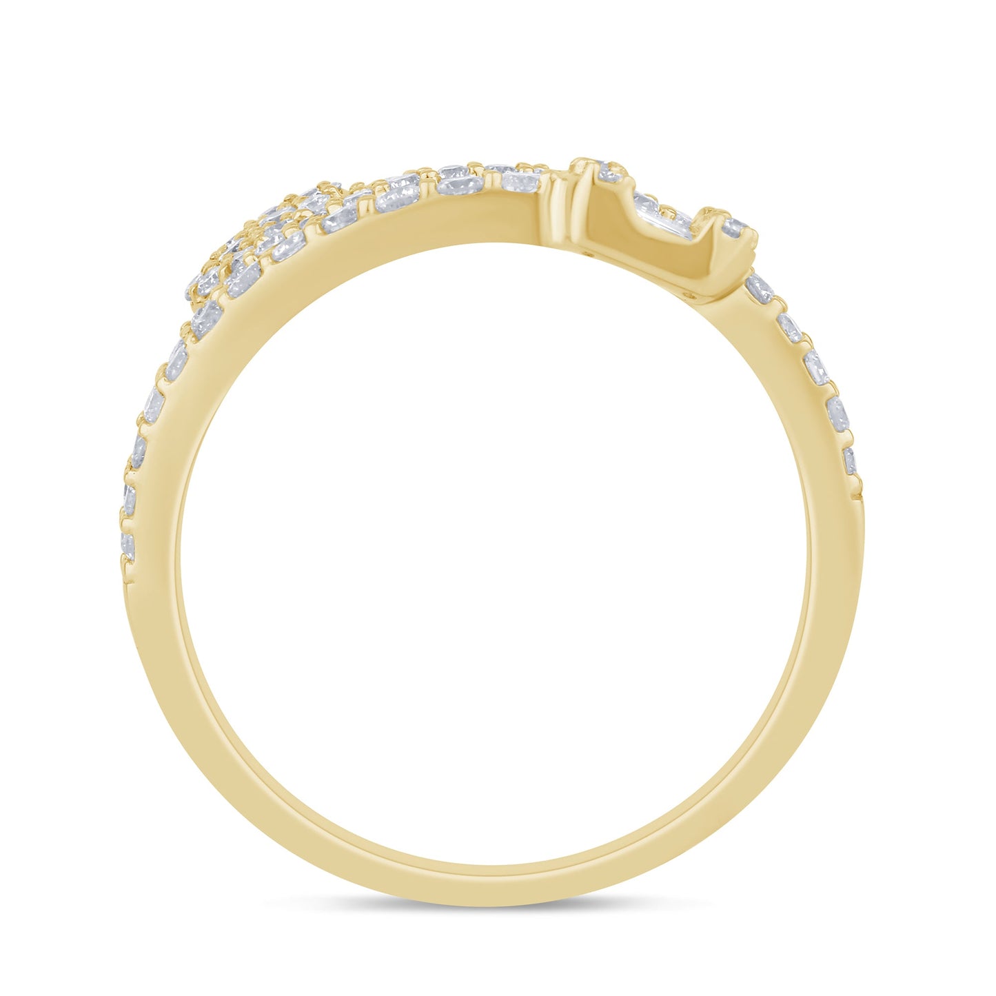 Muse Jewelry .48ct G SI 14K Yellow Gold Round & Baguette Diamond Wrap Around Ring Band Size 6.5