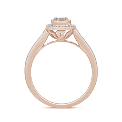 Muse Jewelry .27ct G SI 14K Rose Gold Square Halo Diamond Engagement Promise Ring Size 6.5