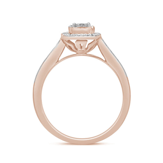 Muse Jewelry .27ct G SI 14K Rose Gold Square Halo Diamond Engagement Promise Ring Size 6.5