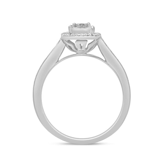 Muse Jewelry .26ct 14k White Gold Princess Square Diamond Promise Engagement Ring