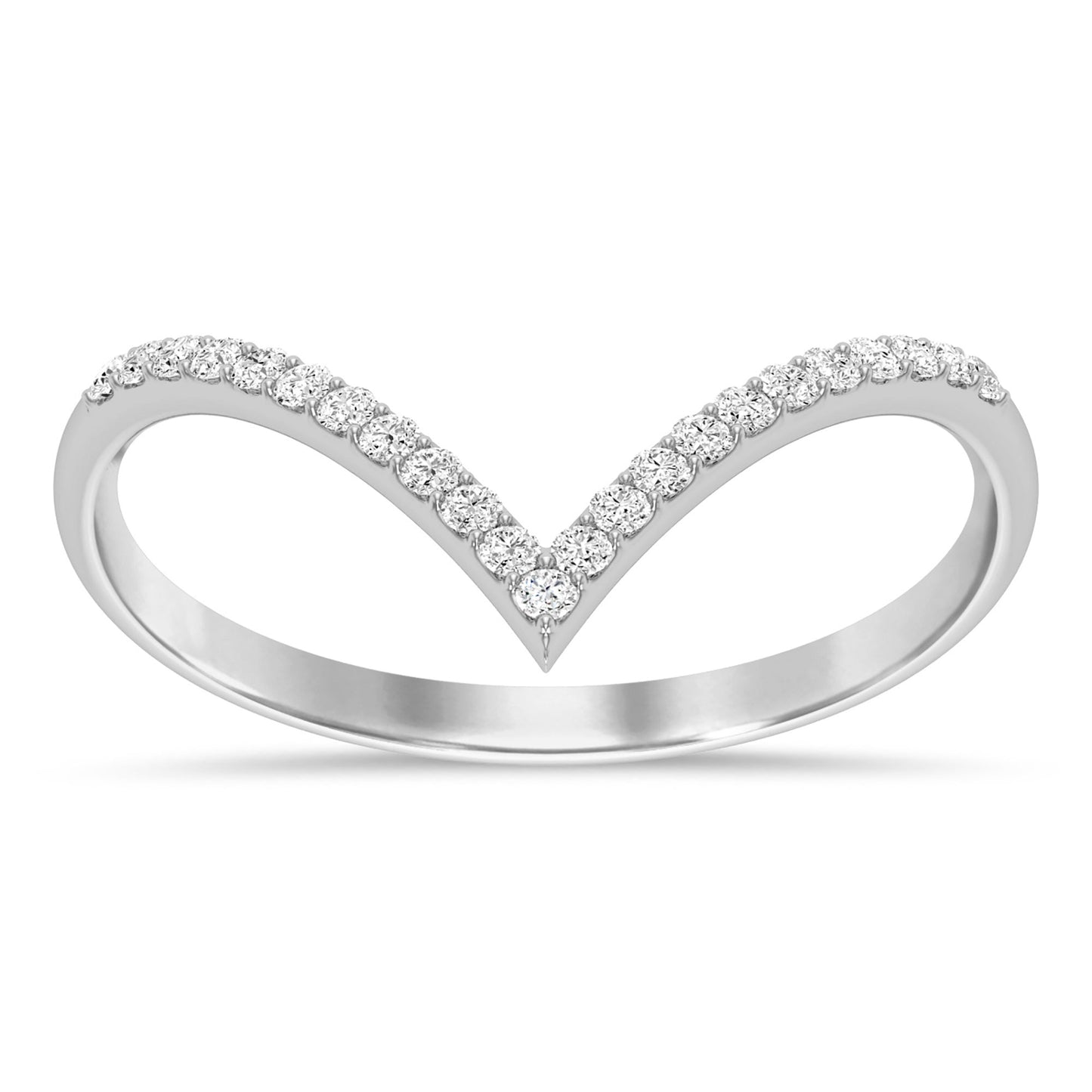 Muse Jewelry .27ct G SI 14K White Gold Diamond Chevron Ring Size 6.5