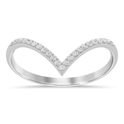 Muse Jewelry .27ct G SI 14K White Gold Diamond Chevron Ring Size 6.5