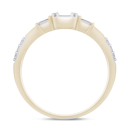 Muse Jewelry .26ct G SI 14K Yellow Gold Round & Baguette Diamond Engagement Ring Size 7