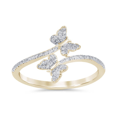 Muse Jewelry .18ct G SI 14K Yellow Gold Diamond Butterfly Band Ring Size 6.5