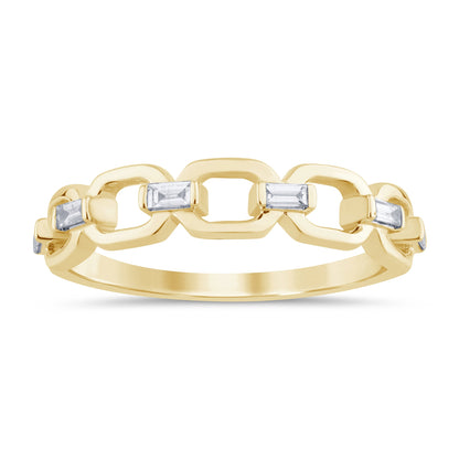 Muse Jewelry .14ct G SI 14K Yellow Gold Baguette Diamond Stone Ring Band Size 6.5