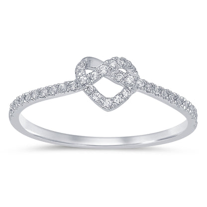 Muse Jewelry .15ct 14kt White Gold Love Heart Knot Forever Diamond Ring Size 6.5