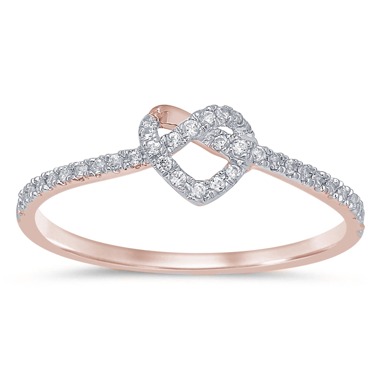 Muse Jewelry .16ct 14k Rose Gold Twisted Heart Infinity Diamond Ring Size 6.5