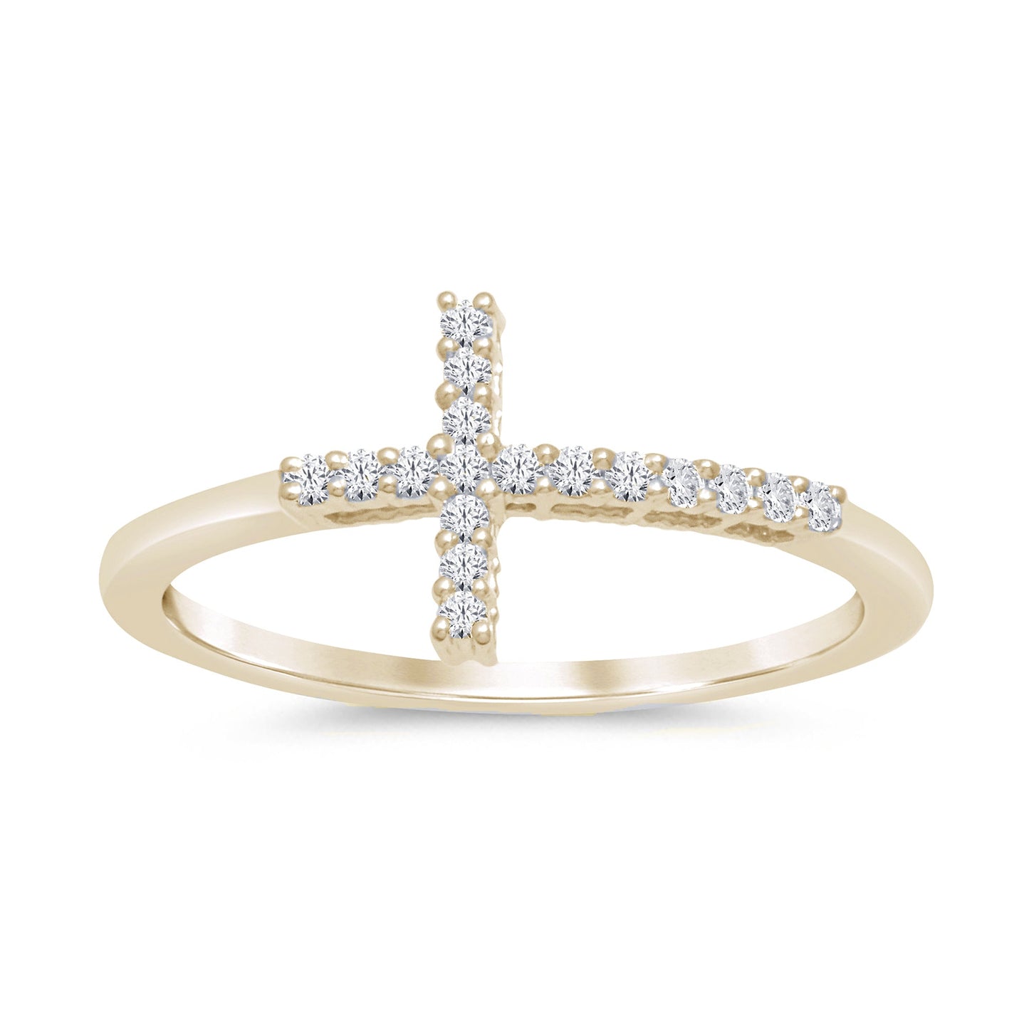 Muse Jewelry .11ct 14k Yellow Gold Diamond Sideways Cross Ring Size 6.5