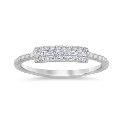 Muse Jewelry .13ct G SI 14K White Gold Diamond Beaded Band Ring Size 6.5