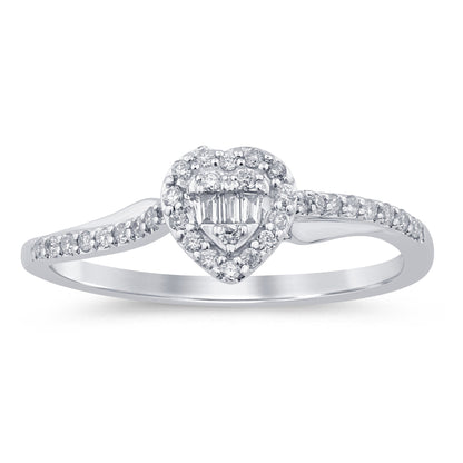 Muse Jewelry .18ct G SI 14K White Gold Round & Baguette Diamond Engagement Ring Size 6.5