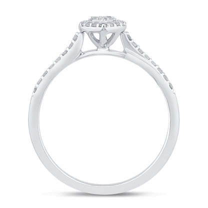 Muse Jewelry .18ct G SI 14K White Gold Round & Baguette Diamond Engagement Ring Size 6.5