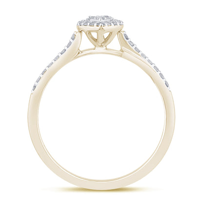 Muse Jewelry .16ct G SI 14K Yellow Gold Round & Baguette Diamond Engagement Ring Size 6.5