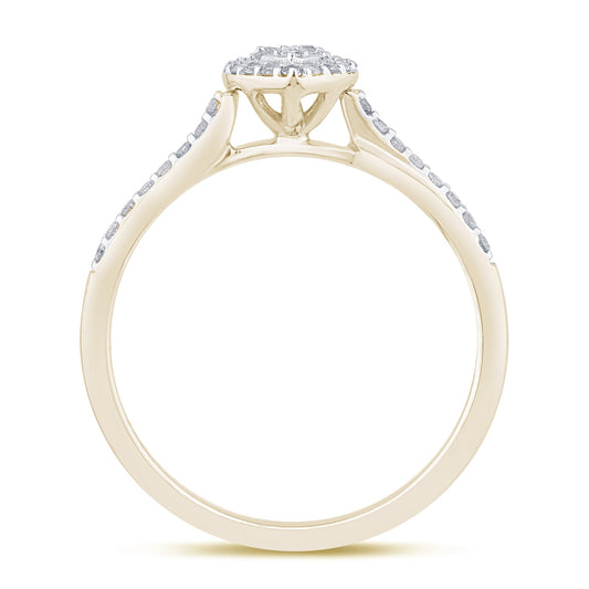 Muse Jewelry .16ct G SI 14K Yellow Gold Round & Baguette Diamond Engagement Ring Size 6.5