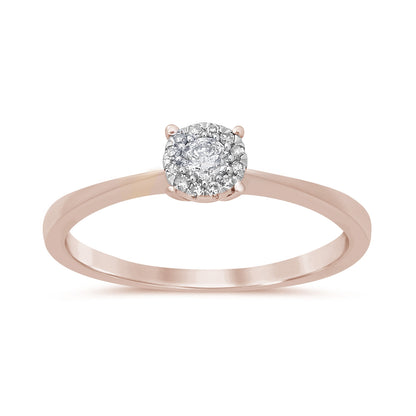 Muse Jewelry .15ct 10K Rose Gold Round Diamond Solitaire Engagement Ring Size 6.5