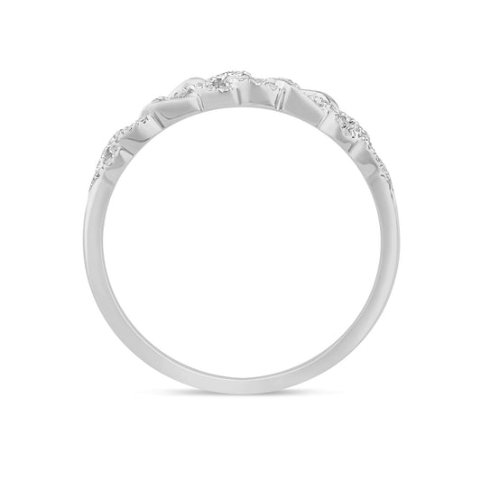 Muse Jewelry .15ct G SI 14K White Gold Diamond Cuban Link Ring Band Size 7