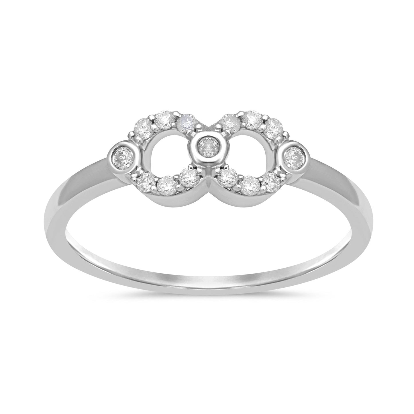 Muse Jewelry .11ct 14k White Gold Diamond Heart Infinity Love Ring Size 6.5