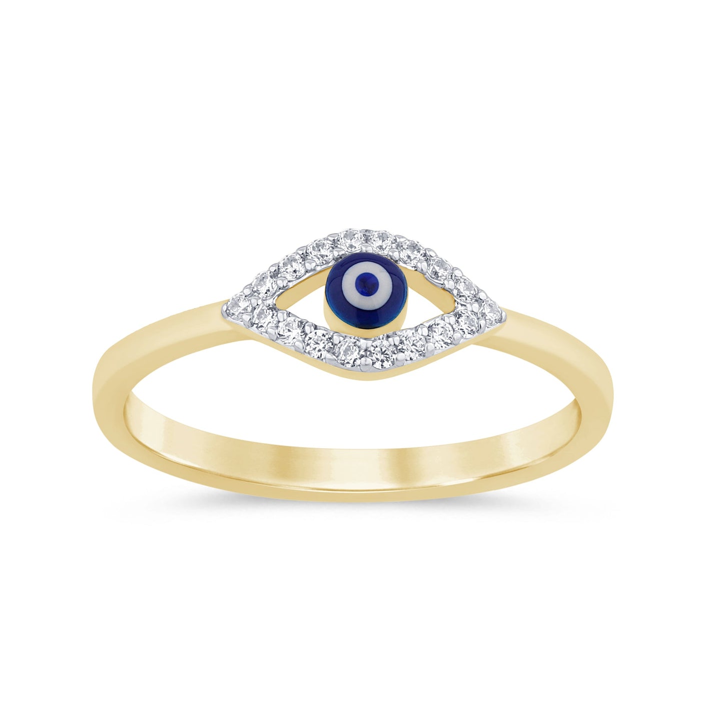 Muse Jewelry .09ct G SI 14K Yellow Gold Diamond Evil Eye Ring Band Size 6.5