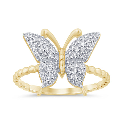 Muse Jewelry .36ct G SI 14K Yellow Gold Diamond Butterfly Ring Band