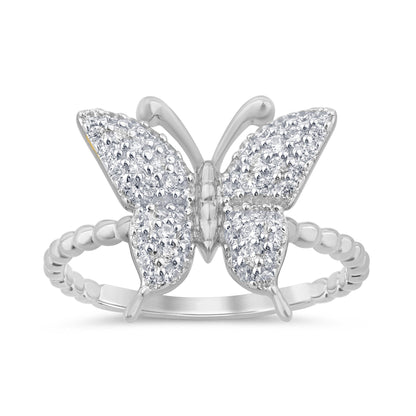 Muse Jewelry .38ct G SI 14K White Gold Diamond Butterfly Ring Band